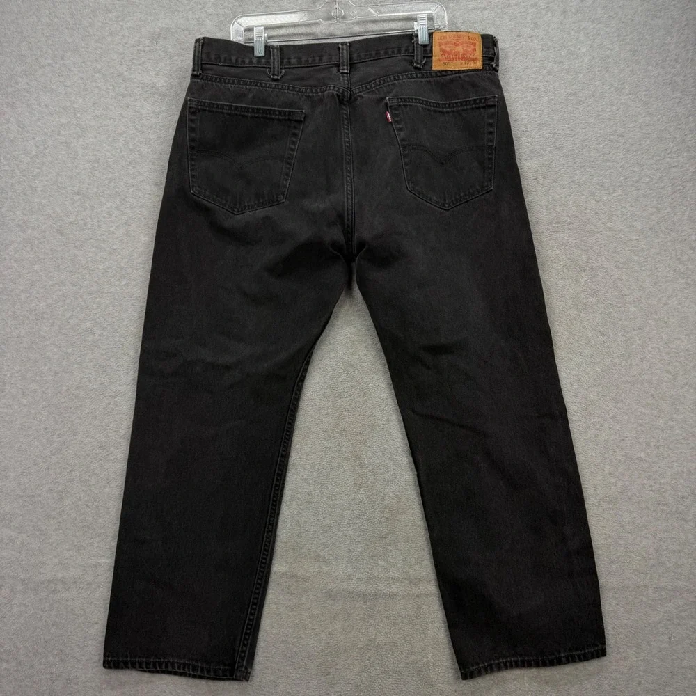 Levis‎ 505 Regular Fit Jeans Mens 40x28* Black Denim Pants Faded Straight Work